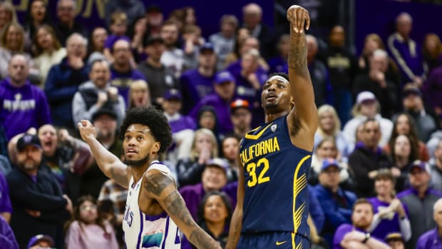 Jalen Celestine follows through on a 3-pointer vs. Washington